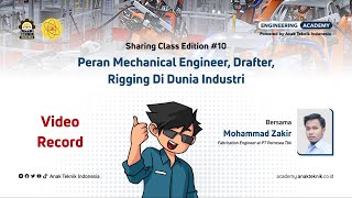 Sharing Class Edition 10  Peran Mechanical Engineer Drafter dan Rigging di Dunia Industri [upl. by Rialcnis882]