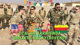 YPGRojava Askerleri ve ABD Askerlerinden BİRLİKTE GovendHalay  US soldiers amp SDF dancing 2021 [upl. by Aiceila]