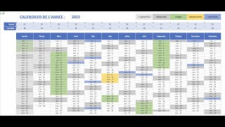 Créer un calendrier dynamique annuel 1  Tuto Excel [upl. by Ramar]