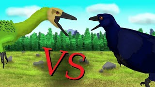 Microraptor VS Compsognathus  Dinosaur Fight Animation 2D  Pivot Animator [upl. by Ille525]