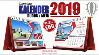 Cara Membuat Desain Kalender Duduk 2019 di CorelDRAW  Calender Templates [upl. by Arek]