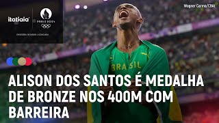 PARIS 2024 ALISON DOS SANTOS FICA COM A MEDALHA DE BRONZE NOS 400M COM BARREIRAS [upl. by Eniar]