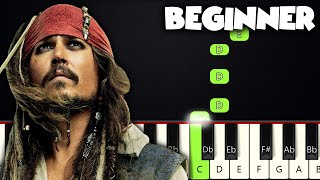 Hes A Pirate  Pirates Of The Caribbean  BEGINNER PIANO TUTORIAL  SHEET MUSIC by Betacustic [upl. by Romine]