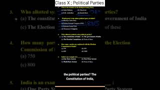 Political Parties  Class 10 MCQs [upl. by Tija739]