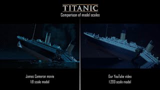 Titanic splits and sinks  James Camerons 200 million movie VS our 1000 miniature Comparison [upl. by Enyluqcaj]