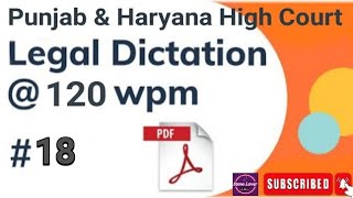 120 WPM ll PUNJAB AND HARYANA HIGH COURTS ENGLISH DICTATION ll LEGAL DICTATION ll stenolover [upl. by Squier]