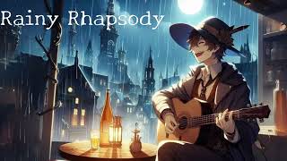 Silent Moonrise  LoFi Guitar Melody  Relaxing Rain Sounds  1h loop  AI BGM [upl. by Anirdna]