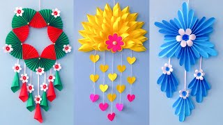 3 Unique Flower Wall Hanging  Quick Paper Craft For Home Decoration  Easy Wall Mate DIY Wall Decor [upl. by Ledah851]