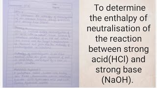 Determine the enthalpy of neutralisation of reaction between strong acidHCland strong baseNaOH [upl. by Mannuela512]