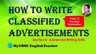 Classified Advertisement Samples  CBSE Class XI Class XII English Core [upl. by Hayifas]