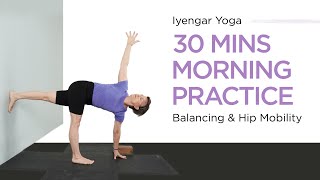 Intermediate Iyengar Yoga30 Mins Morning PracticeBalancing amp Hip Mobility [upl. by Beichner]