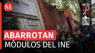 Largas filas en módulos del INE en CdMx para actualizar credenciales [upl. by Rosita]