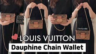 Louis Vuitton Dauphine Chain Wallet Unboxing  MOD SHOTS WOC [upl. by Airyt56]