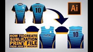 Creating Sublimation Print File From a Jersey Mockup  Adobe Illustrator Tutorials [upl. by Norrabal]