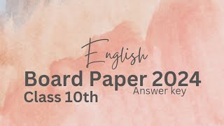 CBSE Board Annual Exam 10 English Core 2024 Solution  CBSE Board annual exam10 Eng 2024 Solution [upl. by Bergren]