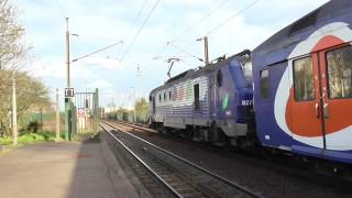 BB27300 et VB2N  Arrivée à la gare de Chanteloup les Vignes sur la ligne J du Transilien [upl. by Salina]