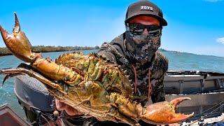 Solo GIANT CRAB Tinny Missions  COOKING ON A FIRE  Outback Australia [upl. by Homerus]