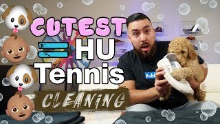 The cutest way to clean Adidas Pharrell Hu Tennis shoes [upl. by Roche607]