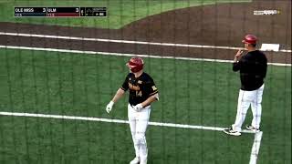 Ole Miss Baseball Treyson Hughes Shows Off Arm in Incredible Double Play [upl. by Nyleikcaj]