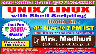 UNIXLINUX with Shell Scripting Online Training  DURGASOFT [upl. by Oinotla387]