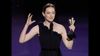 Emma Stone wins the quotBest Actressquot award at the 29th annual Critics Choice Awards [upl. by Alford822]