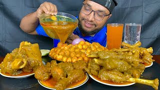 SPICY MUTTON CURRY CHICKEN LEG PIECE CURRY BUFFALO LEG NALLI AND QUAIL EGGS WITH RICE EATING VIDEO [upl. by Tray862]