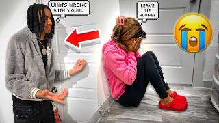 CRYING WITH THE DOOR LOCKED PRANK ON DAEDAE   cute reaction [upl. by Anetta84]