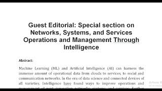 Guest Editorial Special section on Networks Systems and Services Operations and Management Through [upl. by Leinnad]