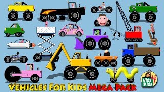 Vehicles For Kids Mega Pack  Cars Trucks Motorcycles Fire Truck for Children [upl. by Xylia]