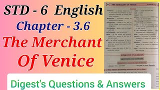 Std 6  English  Lesson 36  The Merchant of Venice  Digests Answers  Workbook answers [upl. by Retla]