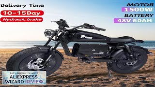 ZPW Black Warrior 1500W Motorbikes 48V 60AH Ebike Adult Road Electric Bicycle Review [upl. by Nic]