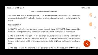 Anticodon and tRNA [upl. by Aicala25]