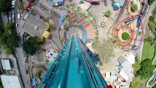 Falcons Fury POV Drop Tower 90 Degree Tilt STRAIGHT DOWN OnRide Busch Gardens Tampa [upl. by Namor]