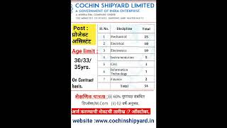 Cochin Shipyard Limited bharati2023CSL Recruitment [upl. by Mannie]