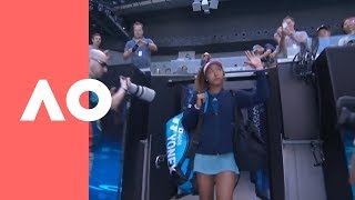 Naomi Osaka amp SuWei Hsieh enter Margaret Court Arena  Australian Open 2019 [upl. by Annavas]