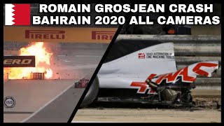 Romain Grosjean Crash Bahrain 2020 All Cameras [upl. by Munn849]