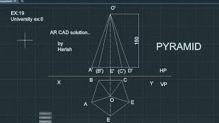 AutoCAD 2D Creation of Front and Top view in Pyramid  Exno19 [upl. by Yenhpad]