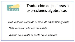 Traduccion de Palabras a Expresiones Algebraicas ejemplo 1 [upl. by Stanislaw]