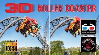 3D Side by Side Roller Coaster Karacho onride POV Stereoscopy Anaglyph Tripsdrill [upl. by Alston]