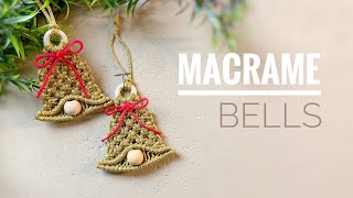 DIY Macrame Bell Christmas Ornaments  Easy Step by Step Tutorial [upl. by Salokcin]