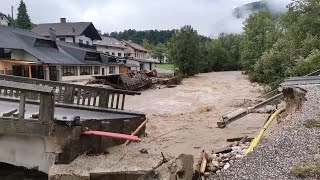 Flash floods suddenly hit Switzerland The most beautiful place in Zermatt was destroyed instantly [upl. by Inalej]