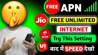 New Trick free internet jioairtelvibsnl  free internet vpn 2024  apn free internet 2024 [upl. by Atsirhcal]