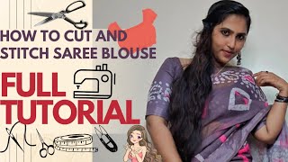 Saree Blouse Cutting and Stitching with Measurements  Detailed Explanation and Demonstration  DIY🥰 [upl. by Mowbray397]