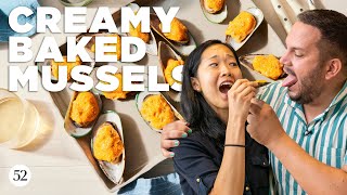 Joys Creamy Masago Baked Mussels  The Secret Sauce with Grossy Pelosi [upl. by Nicoline]