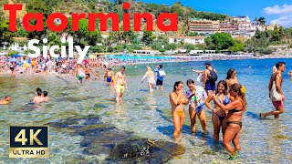 Taormina Sicily Italy 🇮🇹 4K Ancient Theater Isola Bella Walking Tour 2022 [upl. by Haile]