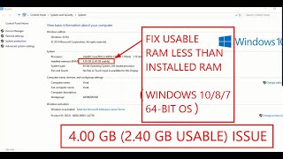 How To Fix Usable Ram Less Than Installed Ram On Windows  Best Working Method In 2024 [upl. by Dorcia]