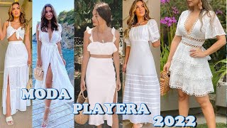 VESTIDOS Y LOOKS COLOR BLANCO DE MODA 2022 HERMOSOS VESTIDOS BLANCOS PARA LA PLAYA🌴🤍 [upl. by Judy]