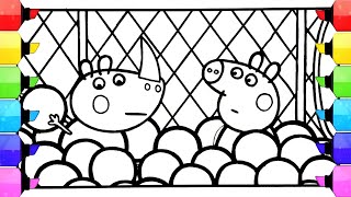 Peppa Pig Playing with Balls in the Playhouse Drawing Easy Peppa Pig Drawing and Coloring 2 [upl. by Burns713]