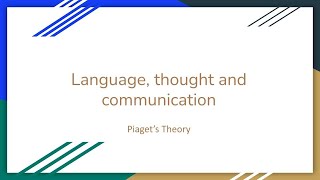 Piagets theory Language [upl. by Ellerred163]