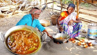 MUTTON CURRY cooking by our santali tribe grandma for eating at lunch  mutton recipe [upl. by Arammahs28]